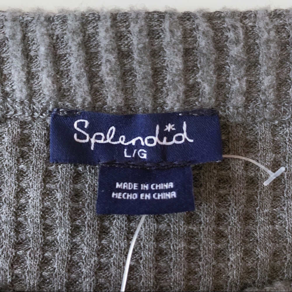 Splendid waffle knit thermal long sleeve shirt gray size large - Picture 4 of 8